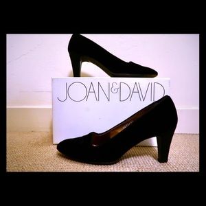 Joan and David black velvet heels